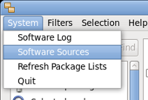 gpk-application System->Software Repositories menu option screenshot